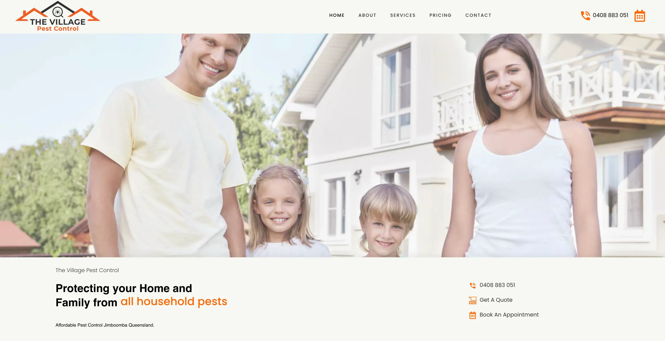 Pest control website design for The Village Pest Control